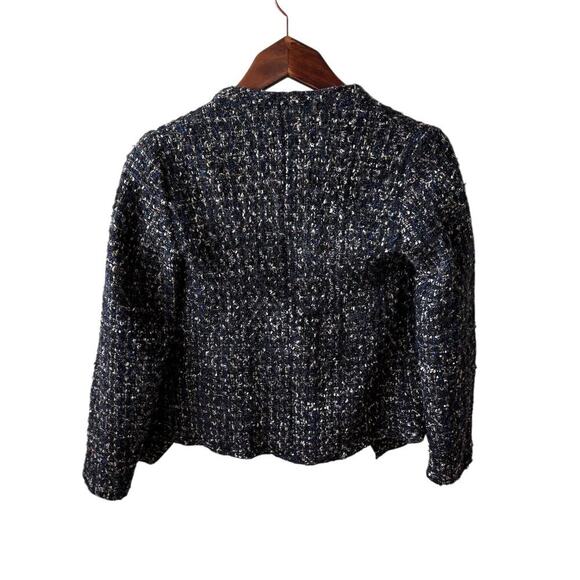 Women’s M Maison 123 Paris Tweed Cropped Zip Jacket Black Blue Metallic - Picture 6 of 6